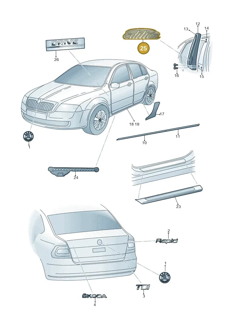 5JJ853041ATW4 — Skoda Rapid (2012-2022) diagram 740853000, position 25