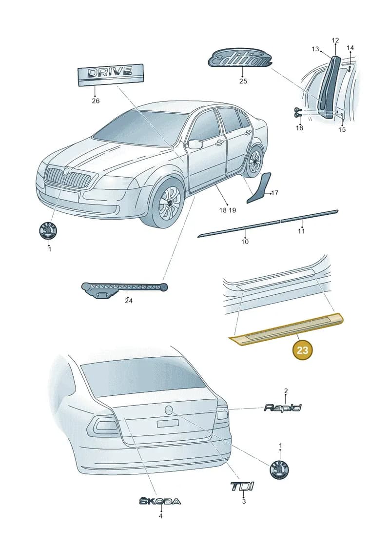 5JJ853542D2MY — Skoda Rapid (2012-2022) diagram 740853000, position 23