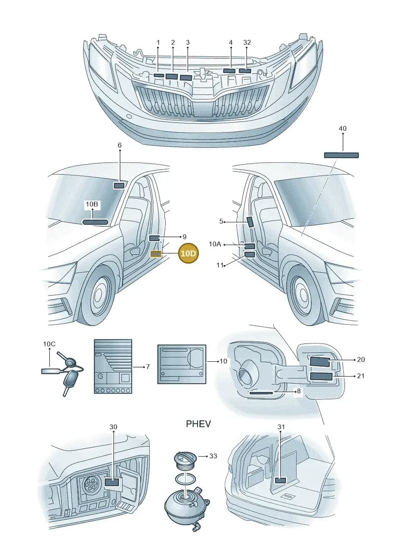 5L0010009A — Skoda Superb Combi (2015-2024) diagram 851010010, position 10D