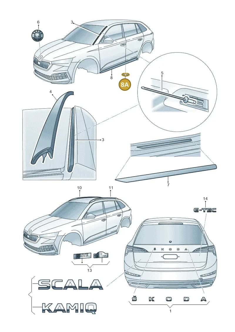 658853493 — Skoda Kamiq (2019-2020) diagram 584853000, position 8A