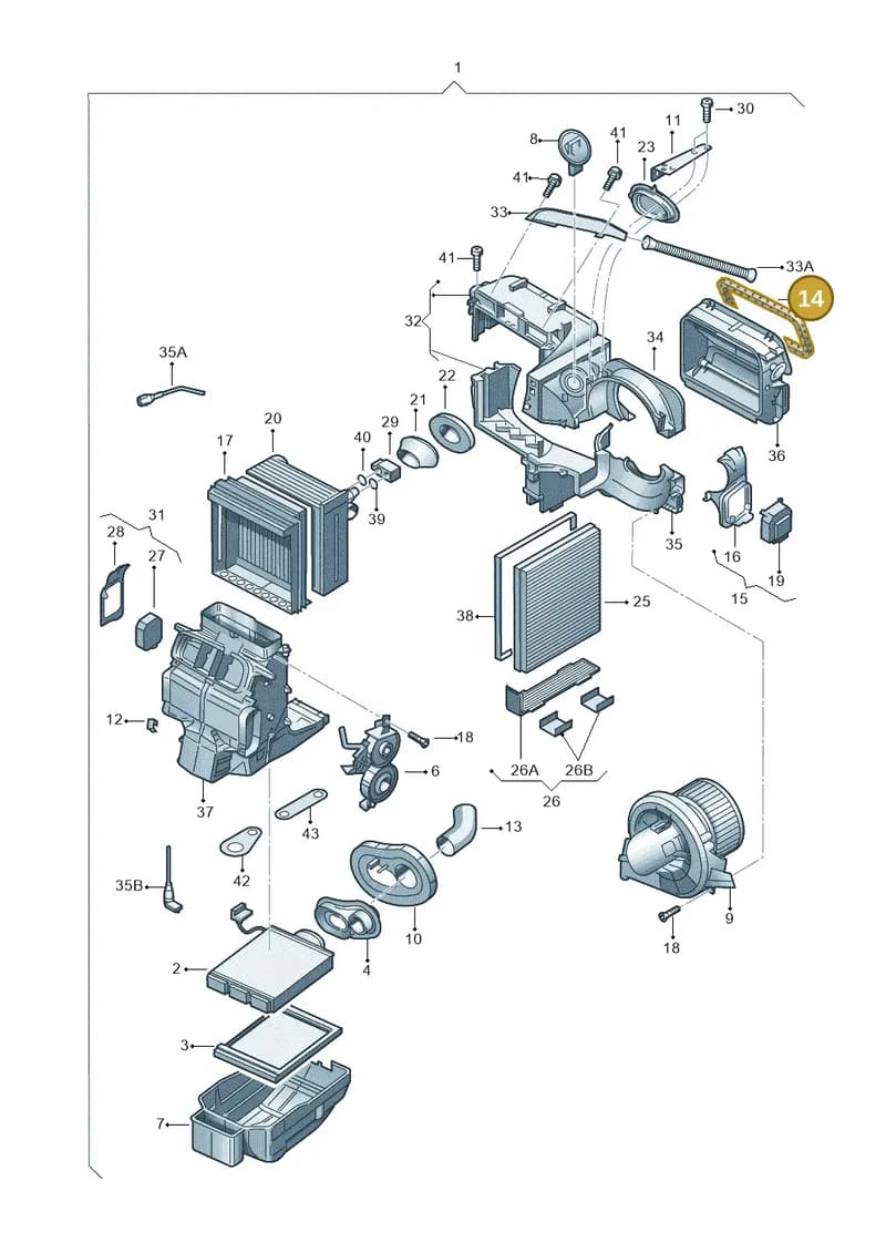 6Q0819165 — Skoda Fabia Ambiente (2009-2013) diagram 225820100, position 14