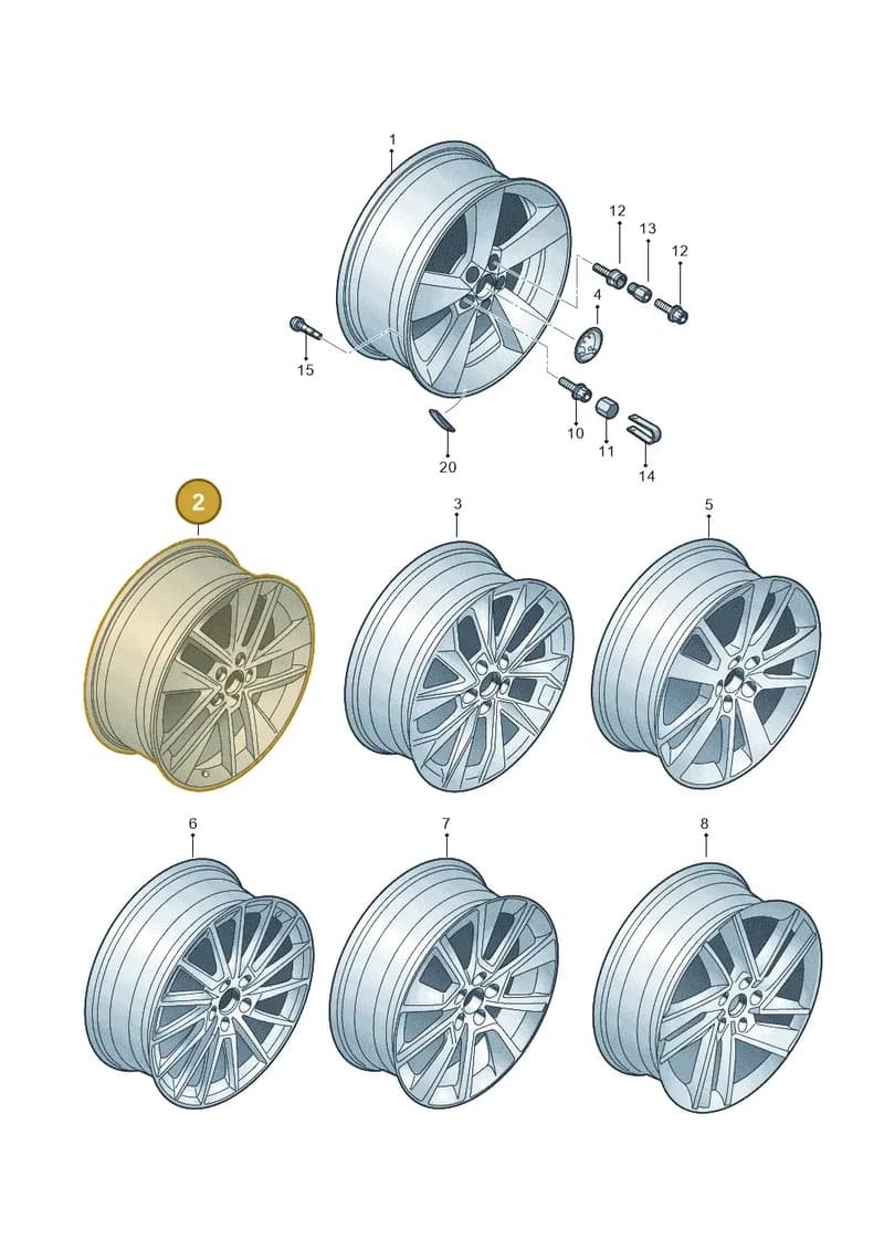 6V0601025C8Z8 — Skoda Fabia (2014-2022) diagram 797601070, position 2