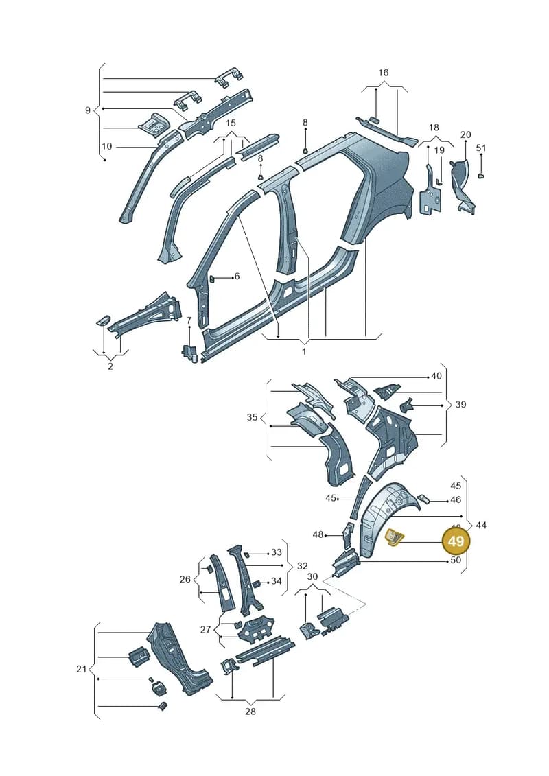 6V0809611 — Skoda Fabia NF HB (2015-2018) diagram 864809300, position 49