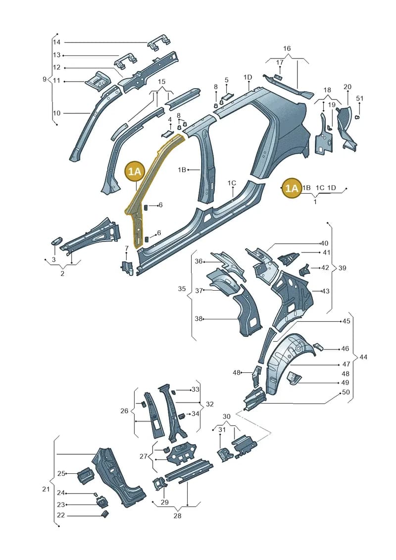 6V6809601A — Skoda Fabia (2014-2022) diagram 797809300, position 1A