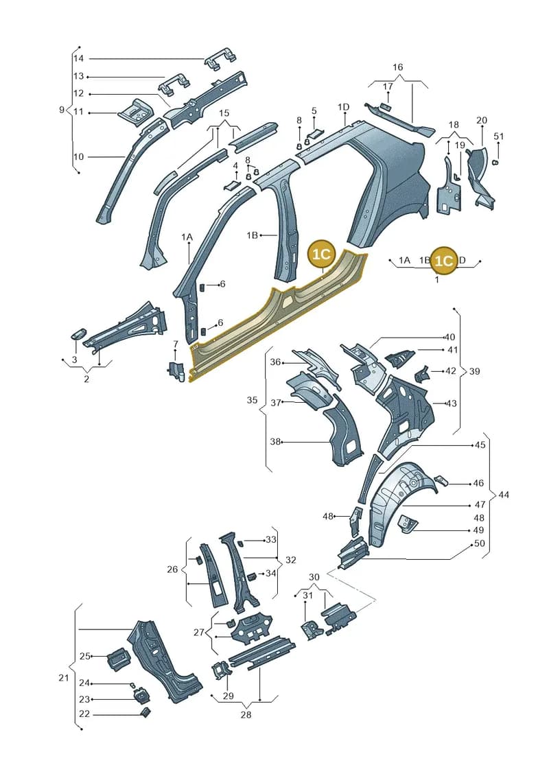 6V6809602C — Skoda Fabia (2014-2022) diagram 797809300, position 1C