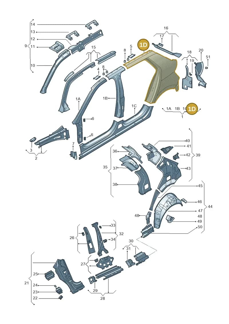 6V6809602D — Skoda Fabia (2014-2022) diagram 797809300, position 1D