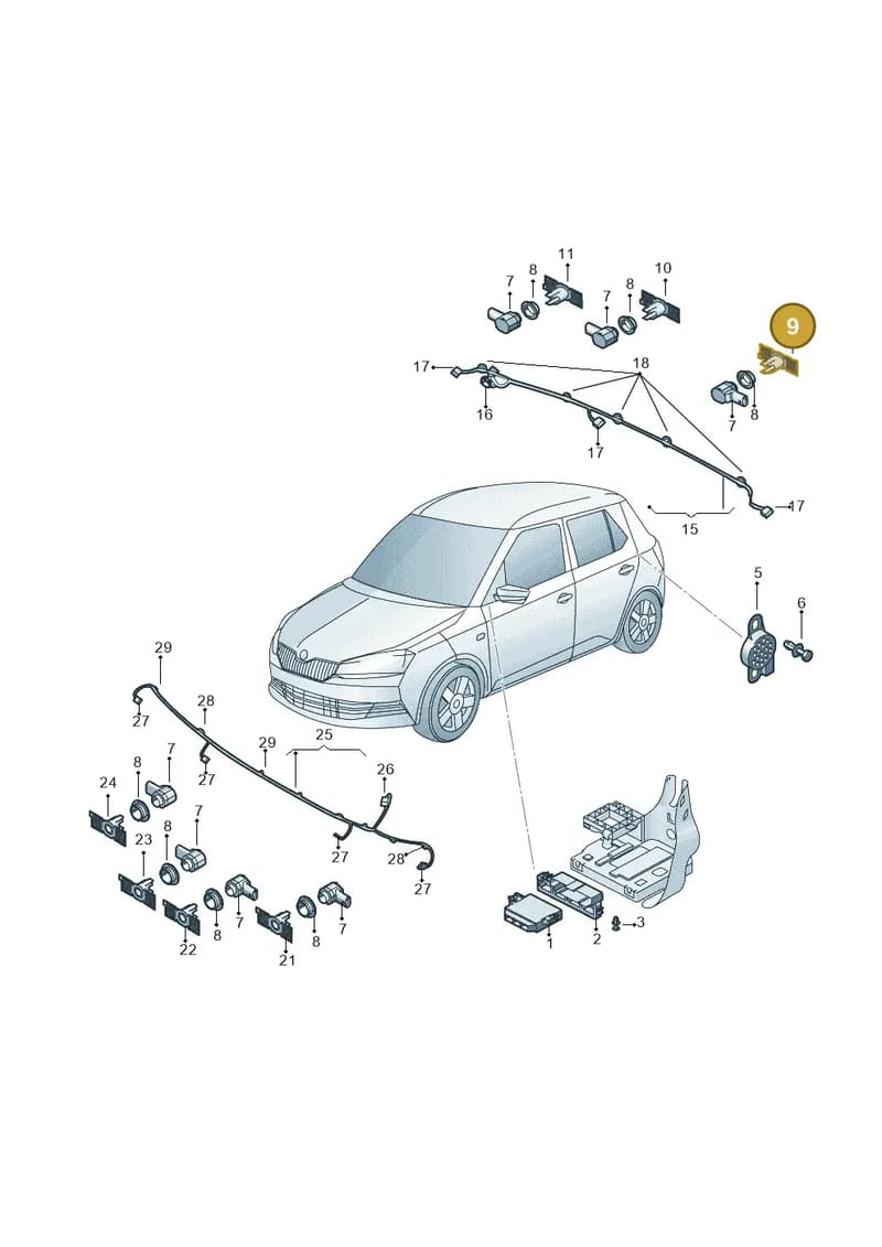 6V9919485B — Skoda Fabia (2014-2022) diagram 797919500, position 9