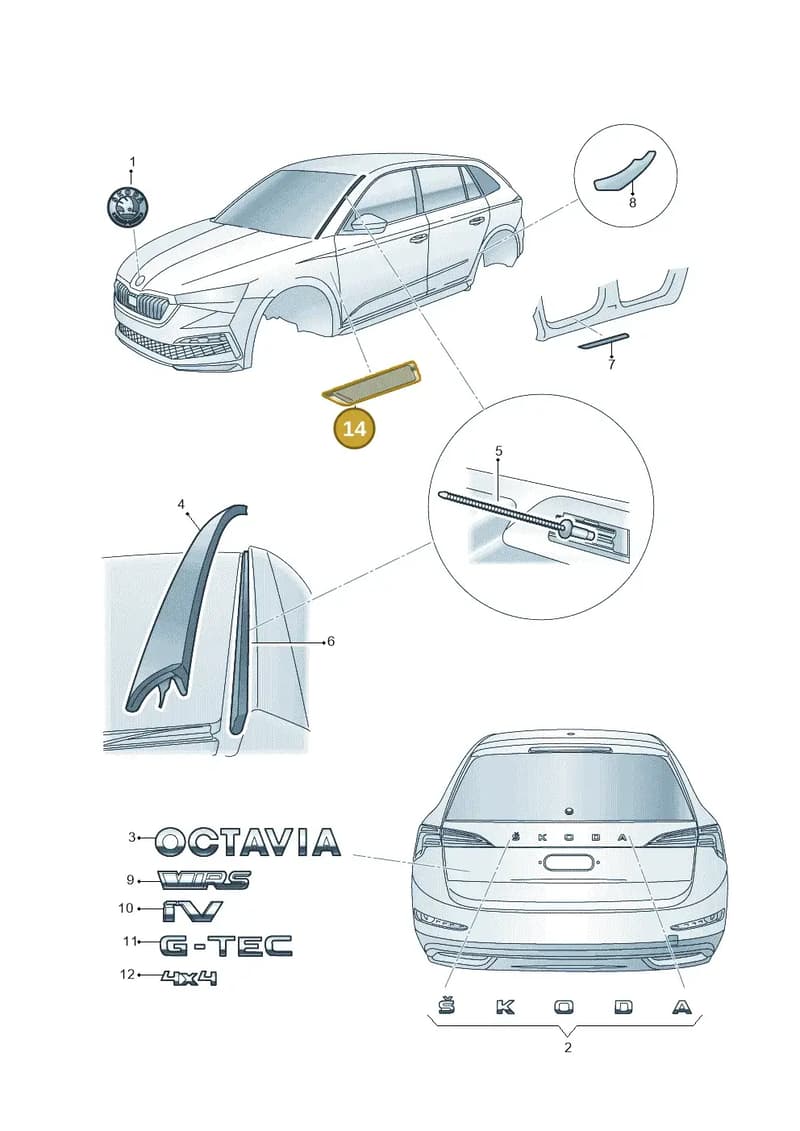 6VA853041C90Z — Skoda Octavia (2019-2022) diagram 585853000, position 14