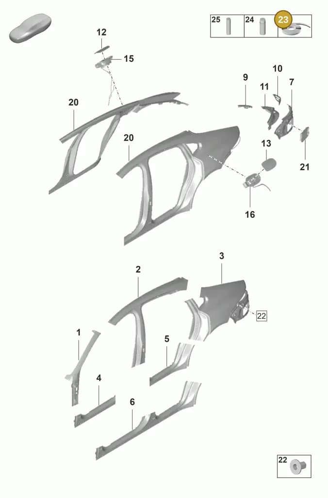 00004310100 — Porsche Panamera (2020-2023) diagram p58801550, position 23