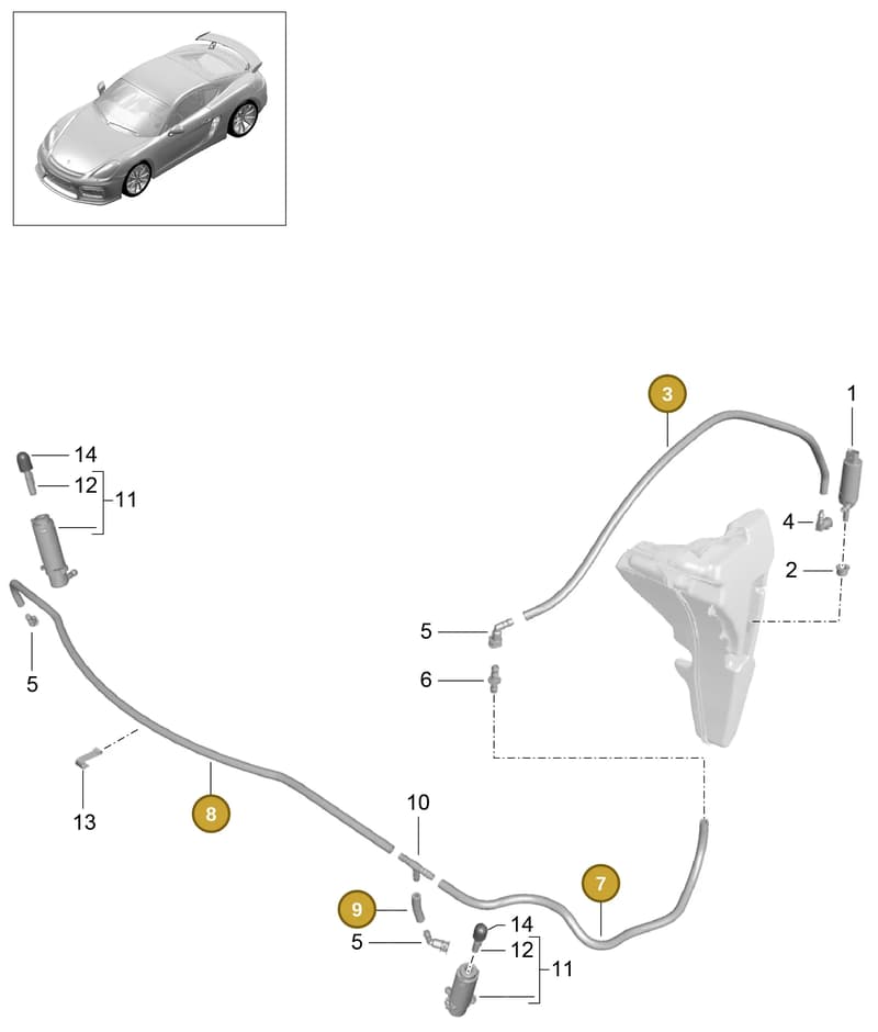 00004320479 — Porsche Cayman GT4 (2015-2016) diagram p45904020, position 3+7+8+9