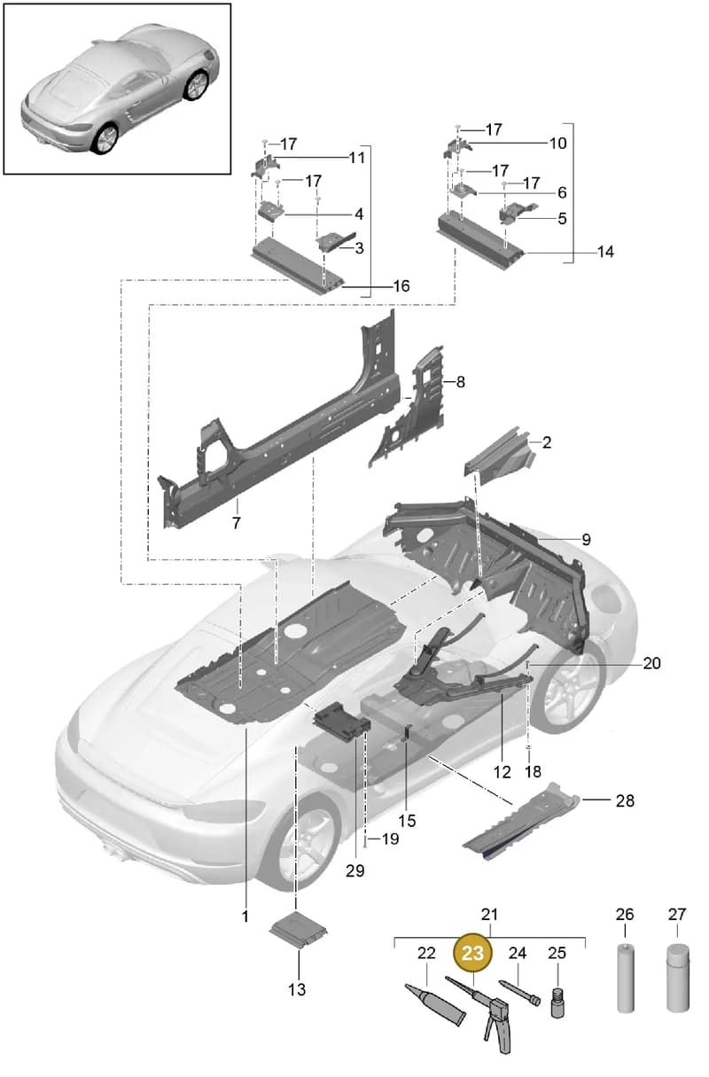 00004320631 — Porsche Cayman (2016-2019) diagram p50801020, position 23
