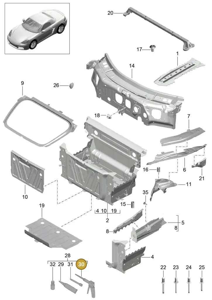 00004320631 — Porsche Boxster (2016-2019) diagram p48801010, position 30