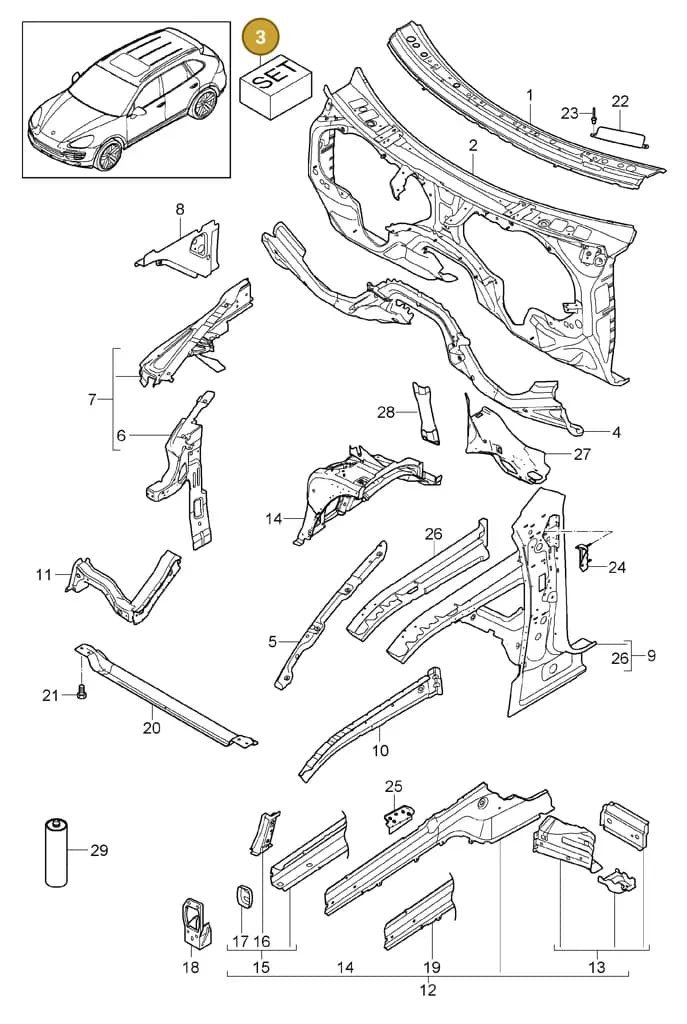 00004320682 — Porsche Cayenne (2010-2018) diagram p37801010, position 3