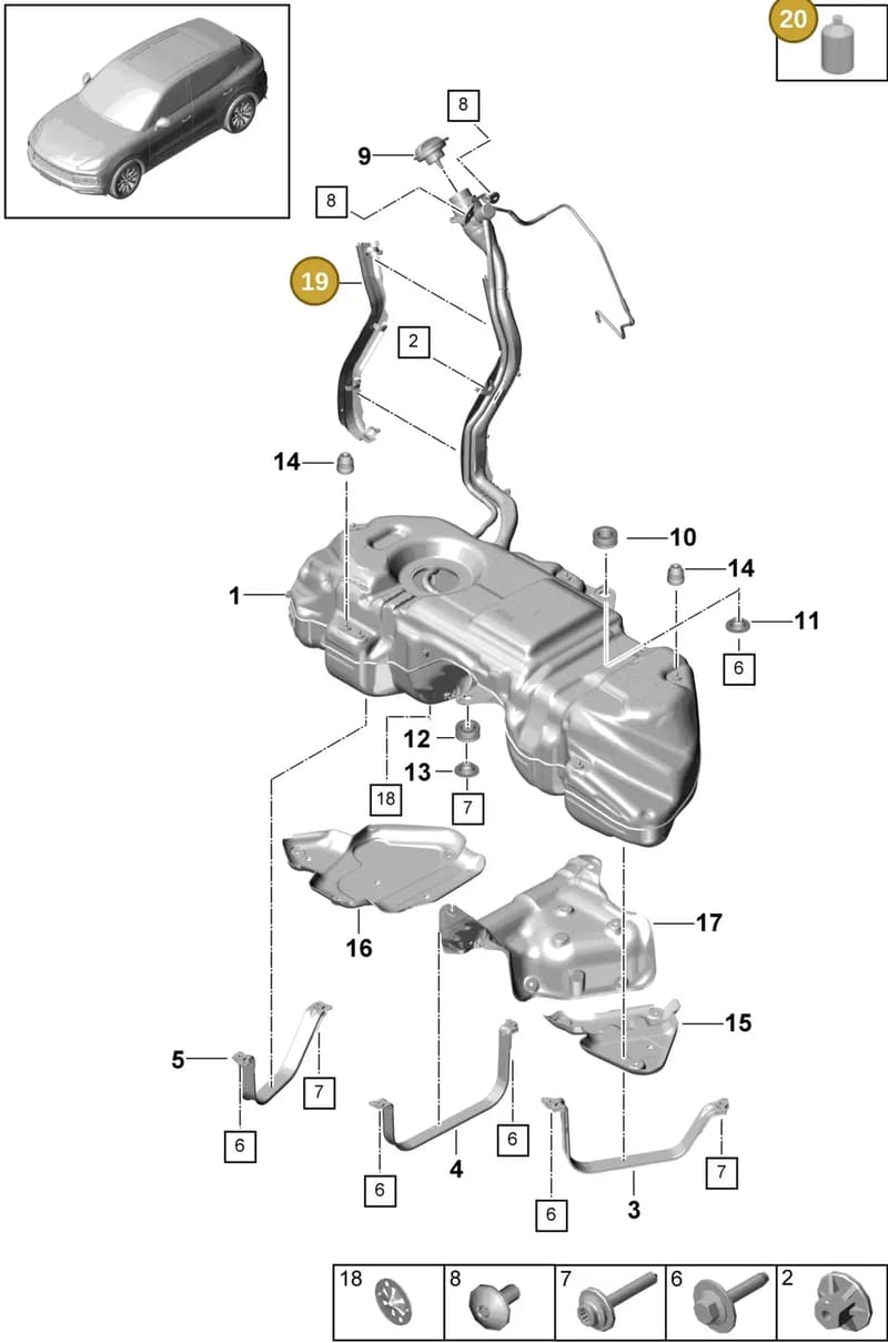 00004320902 — Porsche Cayenne (2017-2023) diagram p51201000, position 19+20
