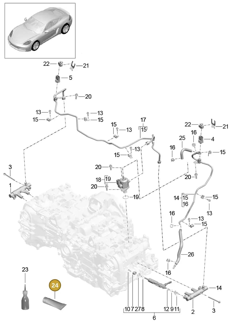 00004320935 — Porsche Cayman (2016-2019) diagram p50107005, position 24