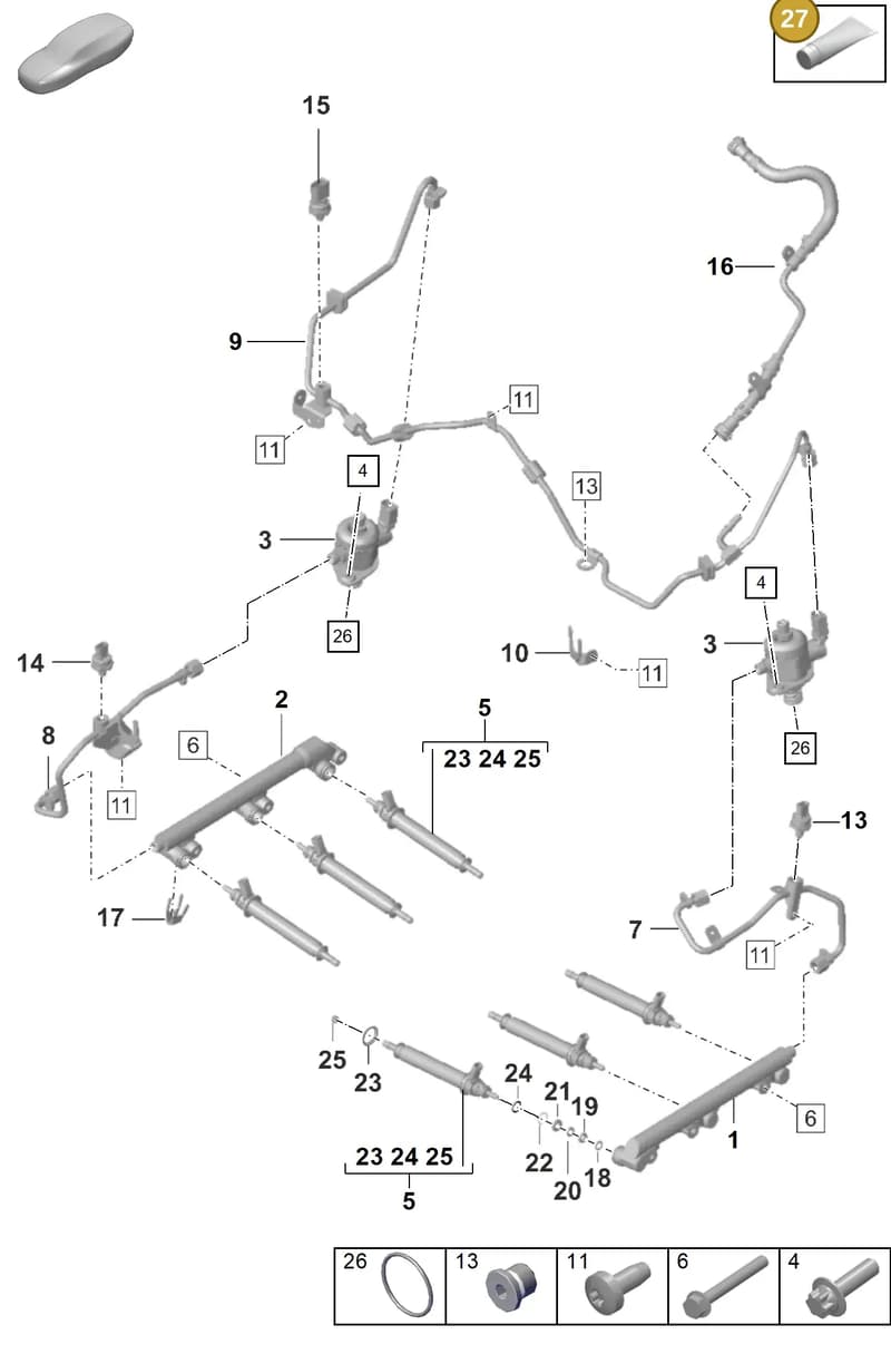 00004320935 — Porsche 911 (2018-2024) diagram p53107000, position 27