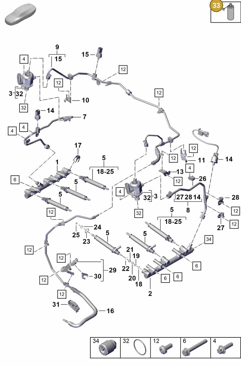 00004320935 — Porsche Boxster Spyder (2019-2020) diagram p55107000, position 33