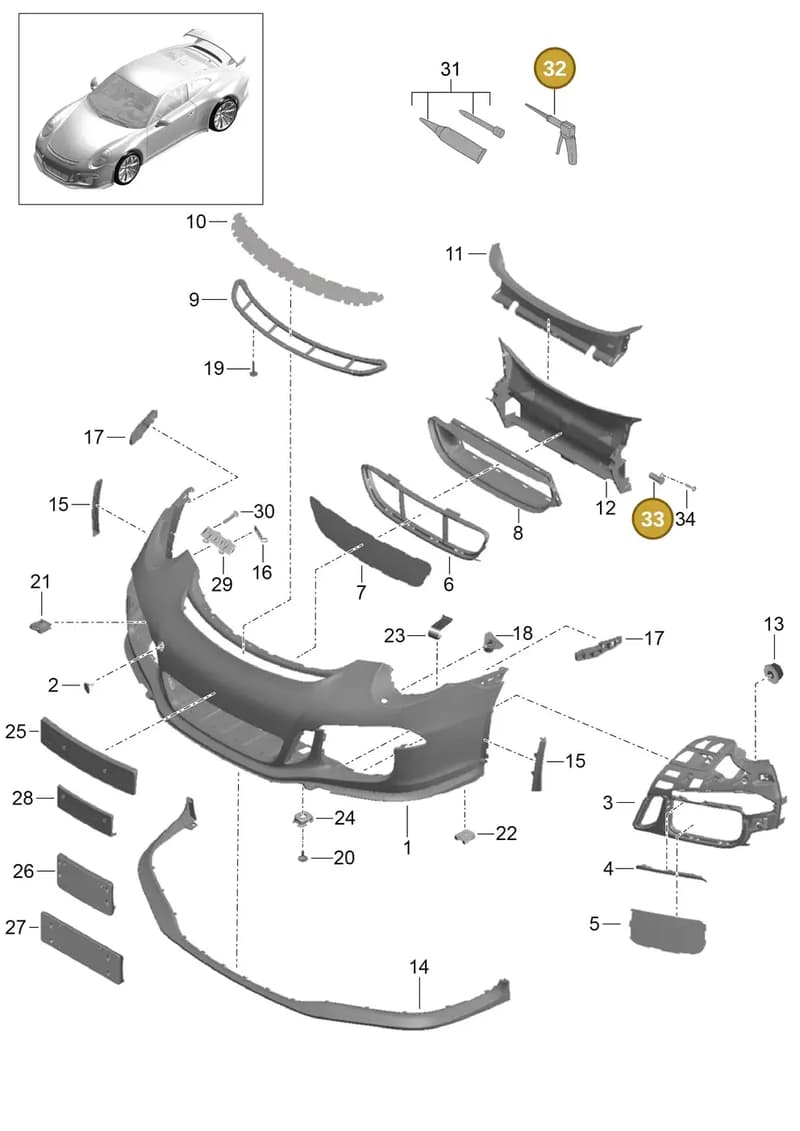00004330048 — Porsche 911 (2013-2020) diagram p41802000, position 32+33+36+37