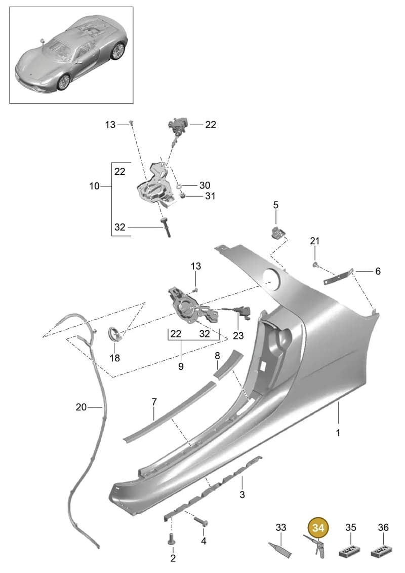 00004330048 — Porsche 918 Spyder (2014-2015) diagram p43801010, position 34