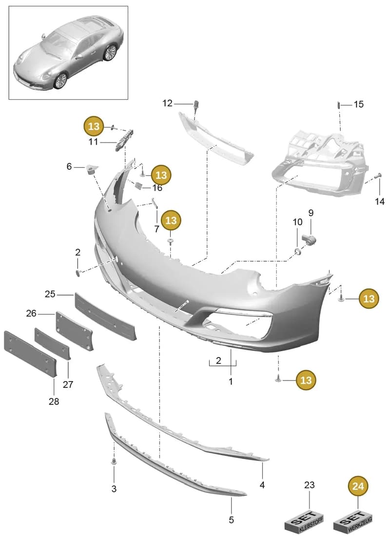 00004330048 — Porsche 911 (2016-2019) diagram p47802000, position 13+24