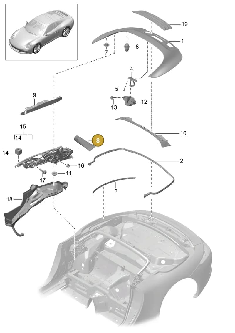 00004330509 — Porsche 911 (2016-2019) diagram p47811060, position 8+20