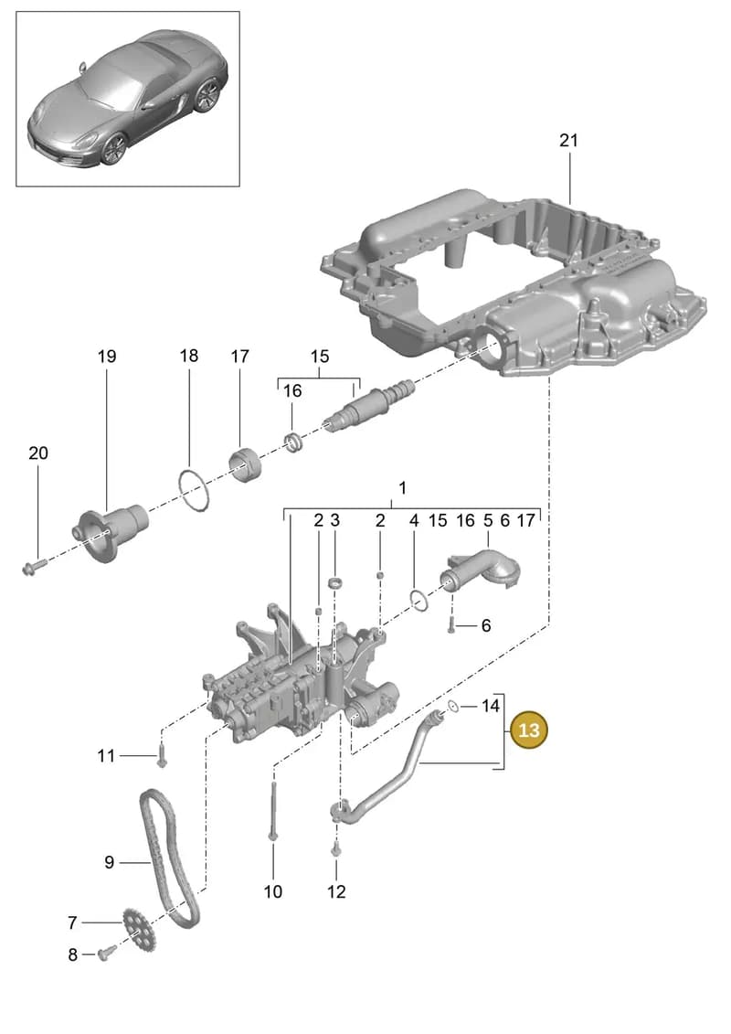 00004330521 — Porsche Boxster (2012-2016) diagram p39104000, position 13