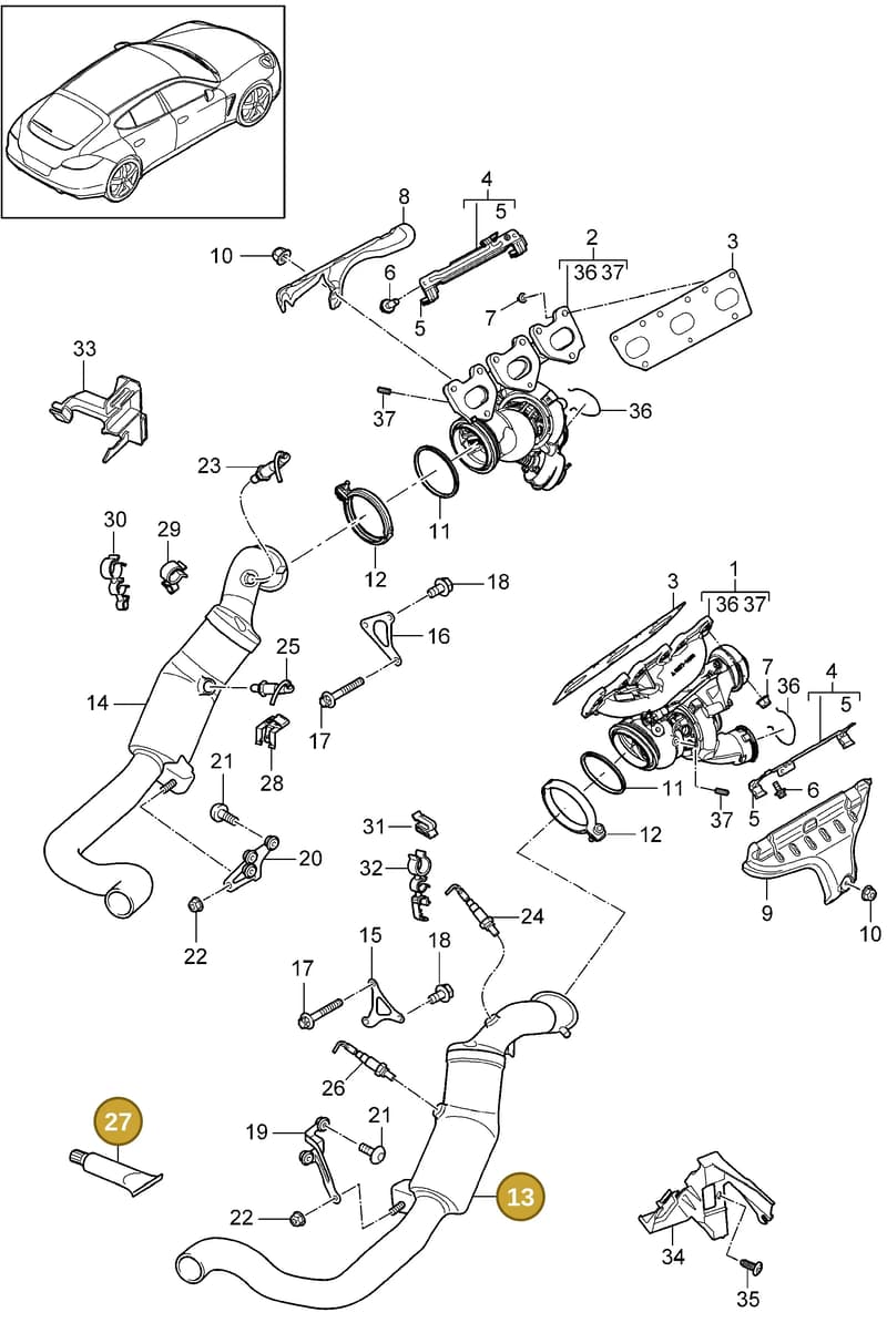 00004330537 — Porsche Panamera (2009-2016) diagram p35202020, position 13+27