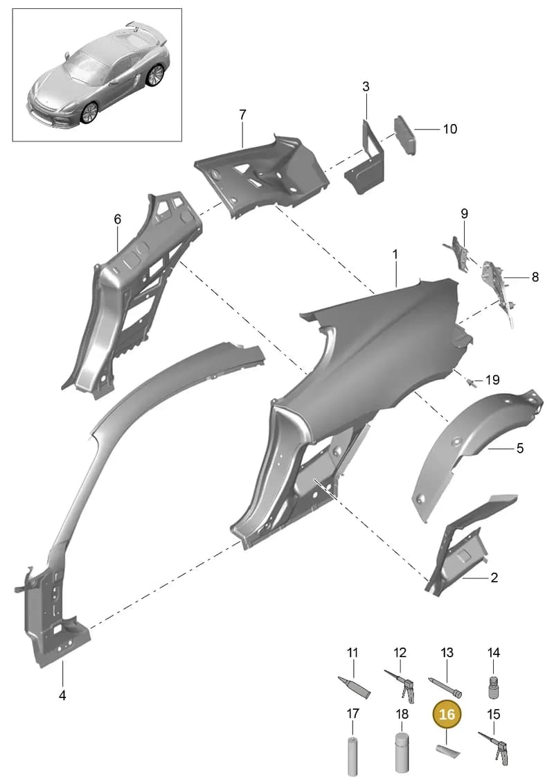 00004330538 — Porsche Cayman GT4 (2015-2016) diagram p45801050, position 16