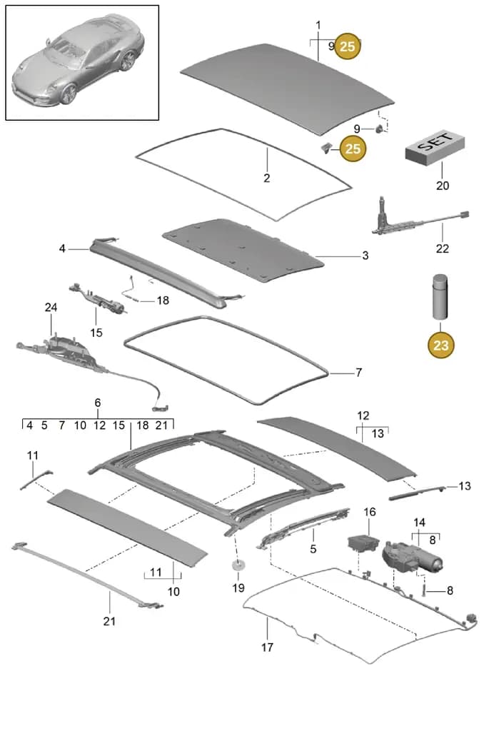 00004330621 — Porsche 911 (2013-2020) diagram p42811000, position 23+25