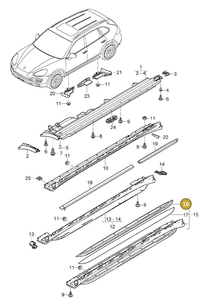 00004331045 — Porsche Cayenne (2010-2018) diagram p37810010, position 16