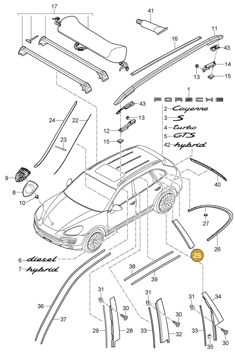 00004398400 — Porsche Cayenne (2010-2018) diagram p37810000, position 25