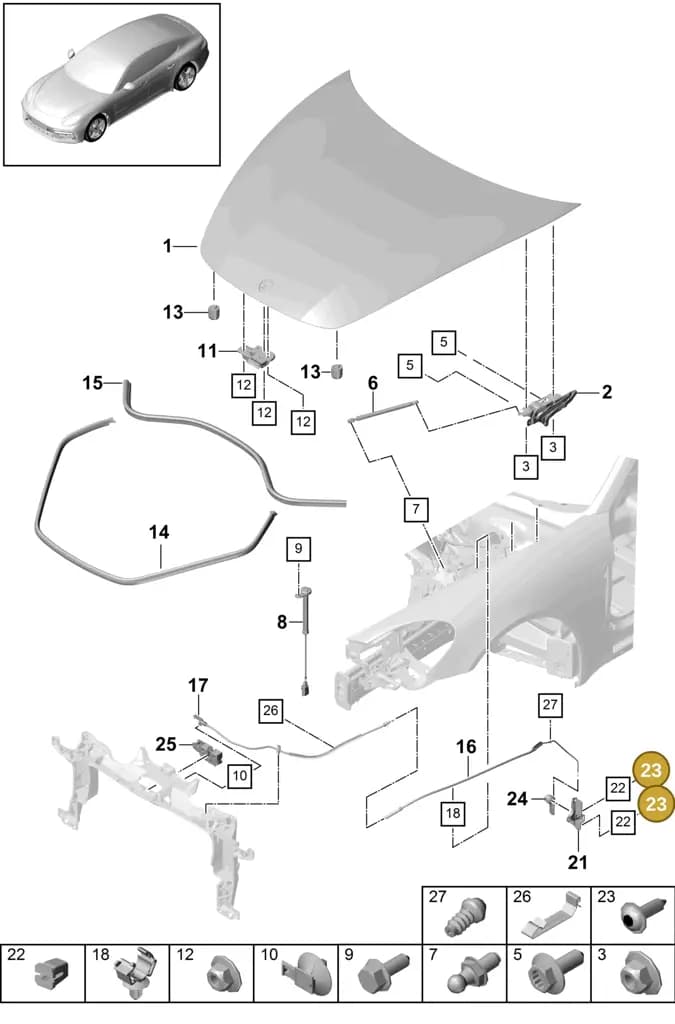 00004399017 — Porsche Panamera (2016-2020) diagram p49803000, position 23