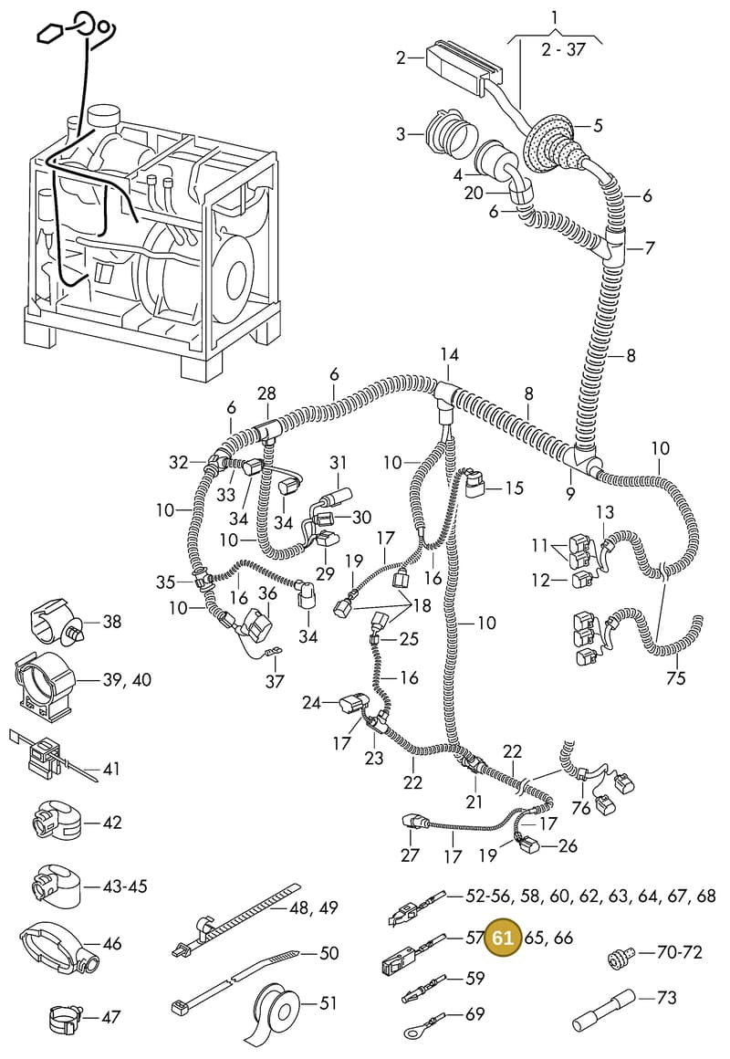 000979151E — Volkswagen 2X2 platform diagram 982970000, position 61