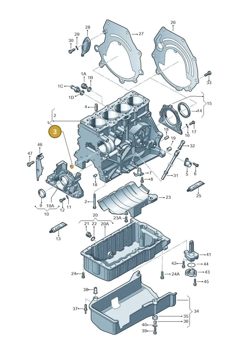 030103113 — Volkswagen Polo (2008-2009) diagram 194103150, position 3