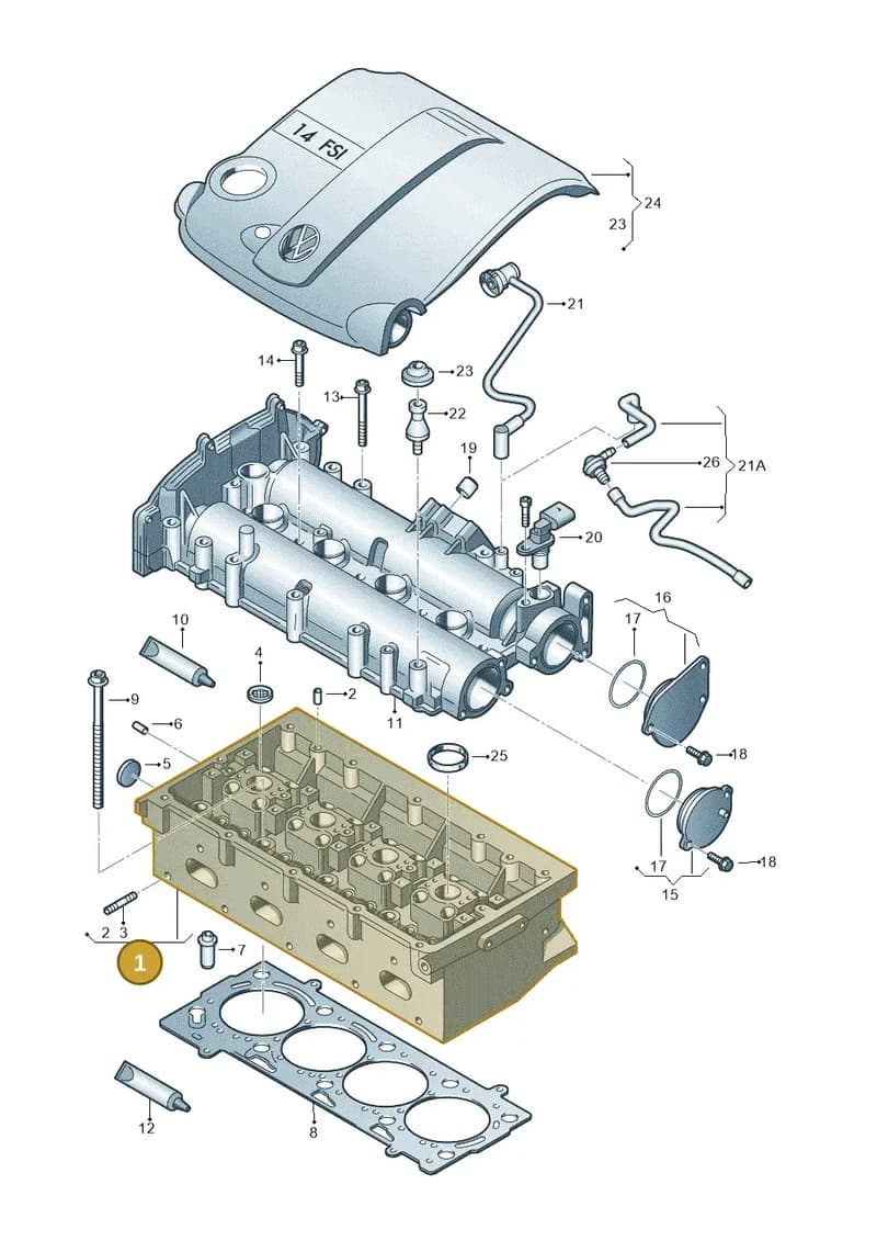 03C103264RX — Volkswagen Golf Plus 1.6 (2009-2011) diagram 253103400, position 1