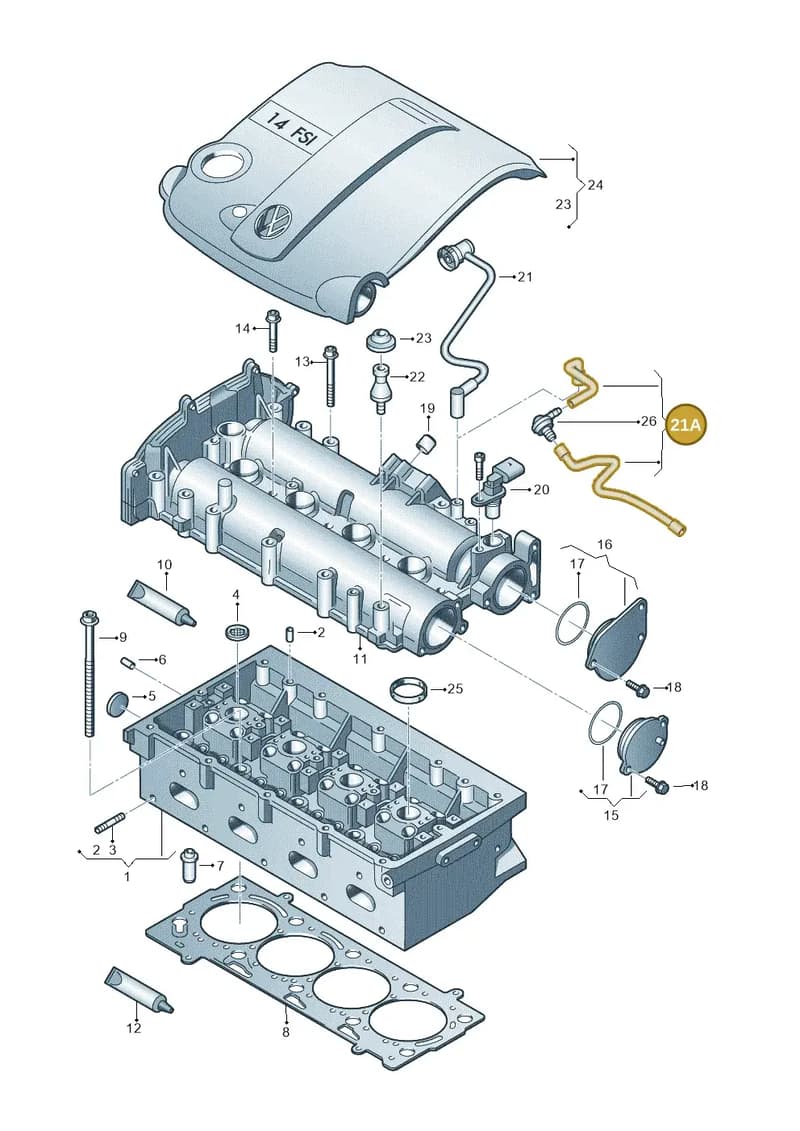03C103558R — Volkswagen Tiguan (2011-2018) diagram 253103400, position 21A