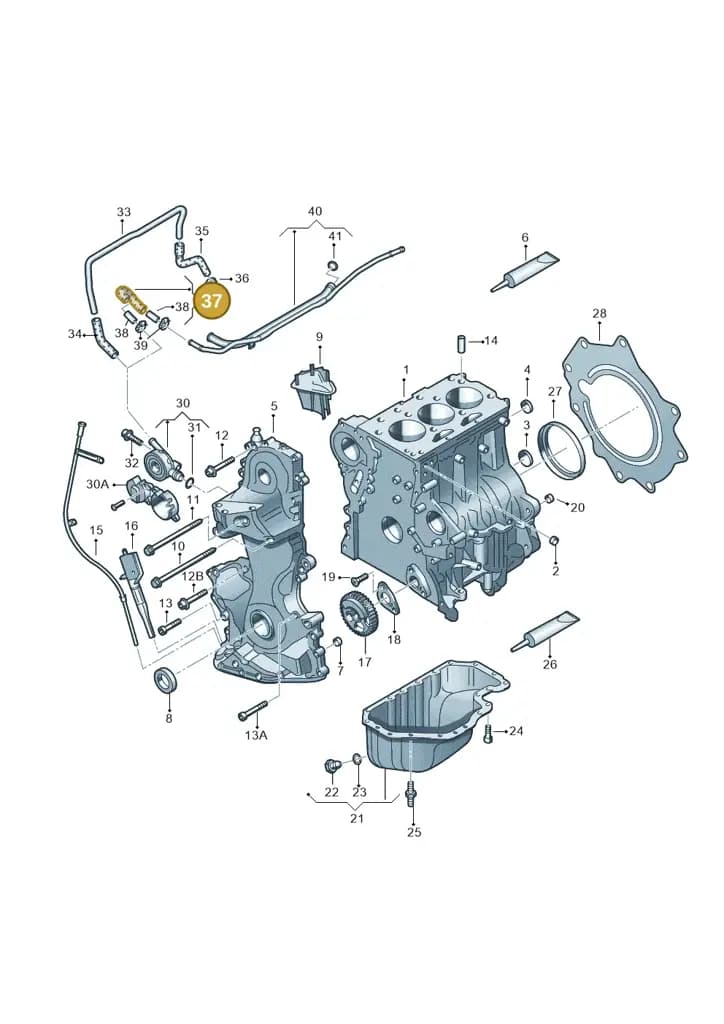 03D103641R — Volkswagen Polo (2008-2009) diagram 253103030, position 37