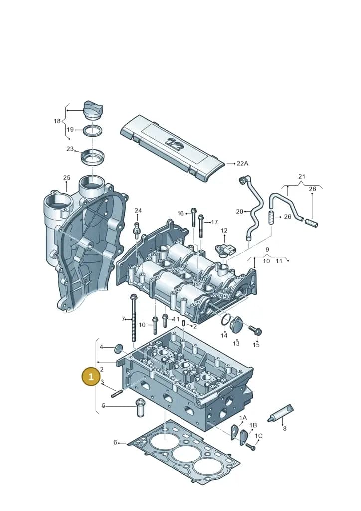 03E103264AX — Skoda Rapid (2012-2022) diagram 608103400, position 1