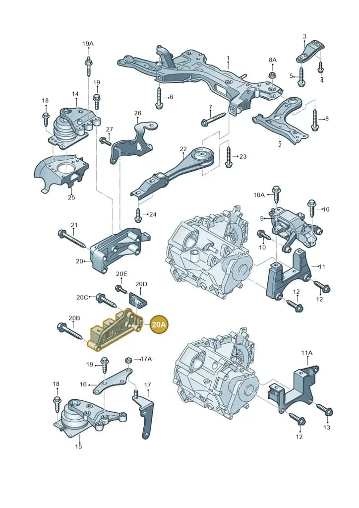 03F199275B — Volkswagen Polo (2012-2014) diagram 747199250, position 20A