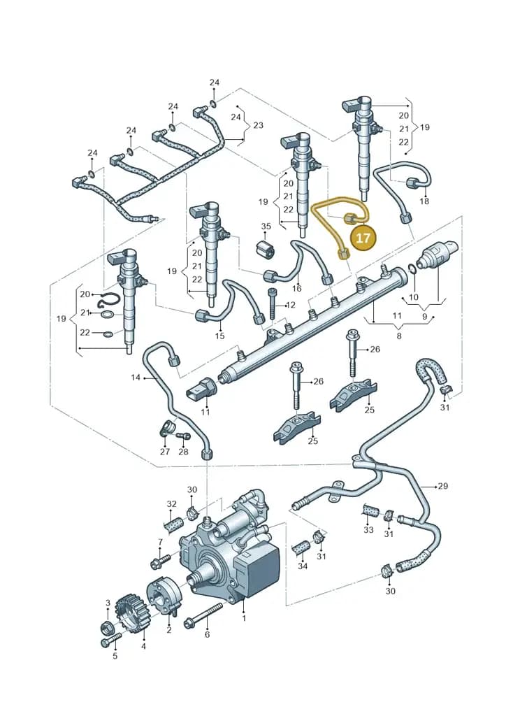 03L130301P — Volkswagen Polo (2014-2022) diagram 702130300, position 17