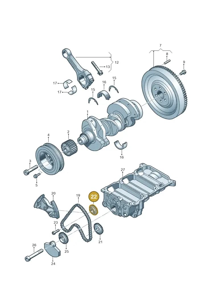 03P103319A — Volkswagen Polo (2012-2014) diagram 672105400, position 22