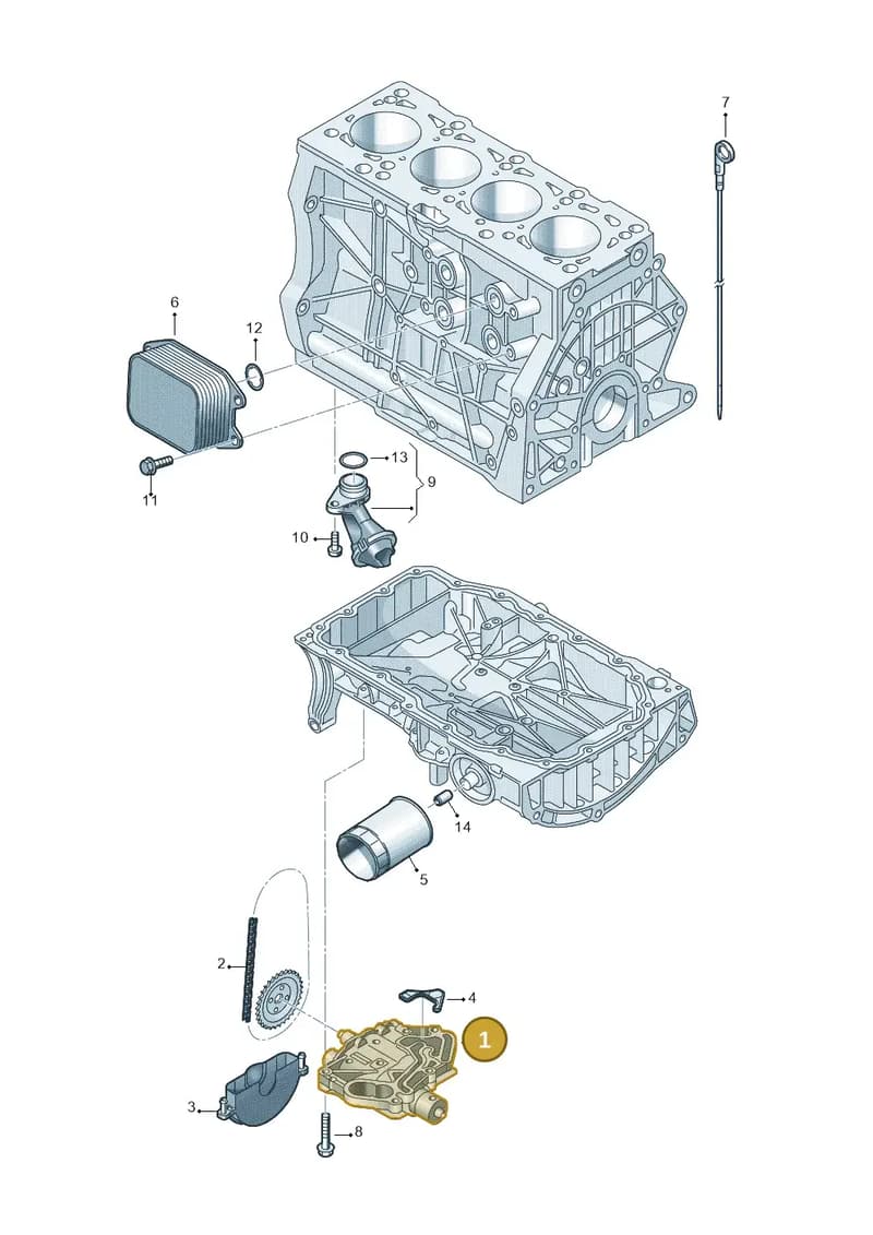 04E115103AE — Volkswagen Golf (2019-2025) diagram 746115030, position 1