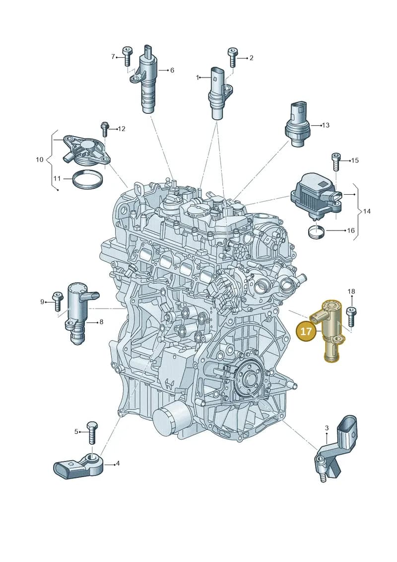 05C906455E — Audi A1 Sportback (2018-2025) diagram 907601111, position 17