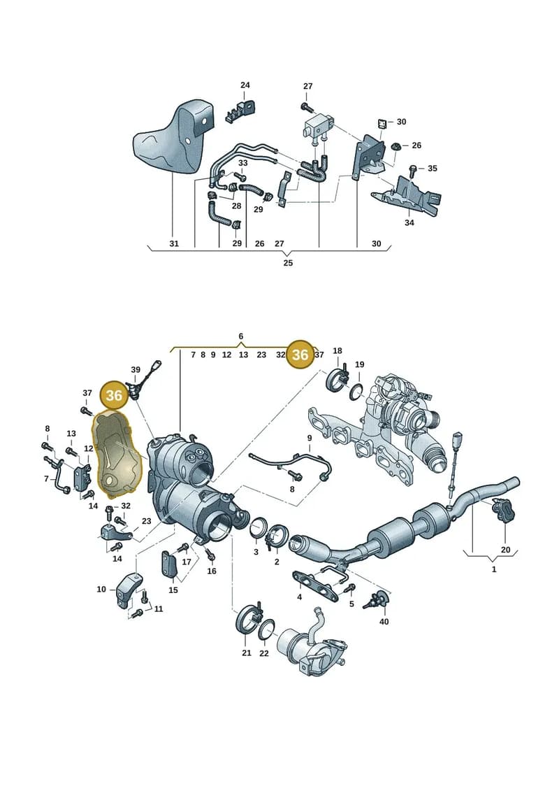 05L131783C — Volkswagen Golf (2019-2025) diagram 2ka253050, position 36
