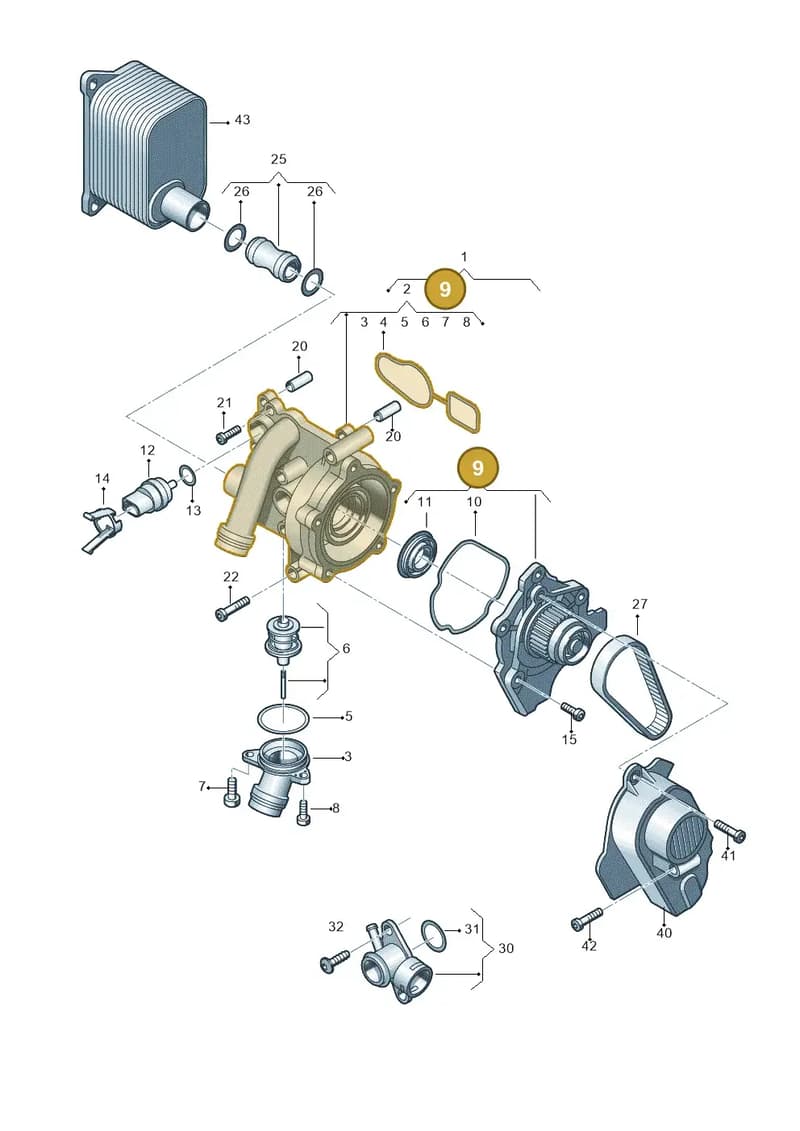 06H121010L — Audi Q3 (2014-2019) diagram 855121001, position 9