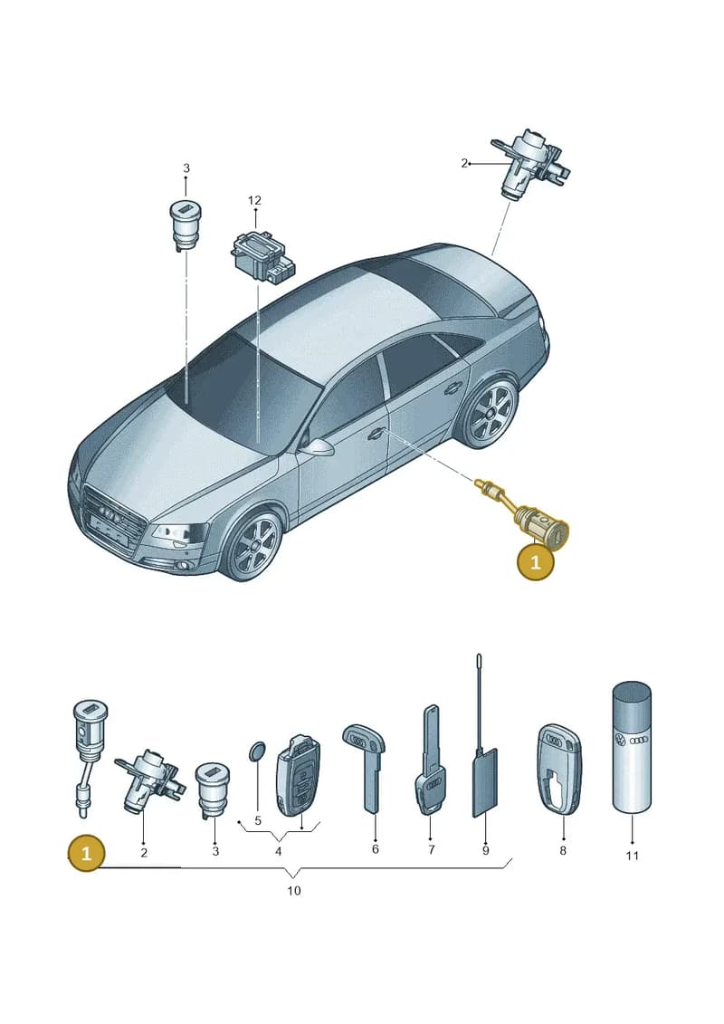 107837167BK — Audi A8L qu. 3.0 TDI (2009-2014) diagram 696837100, position 1