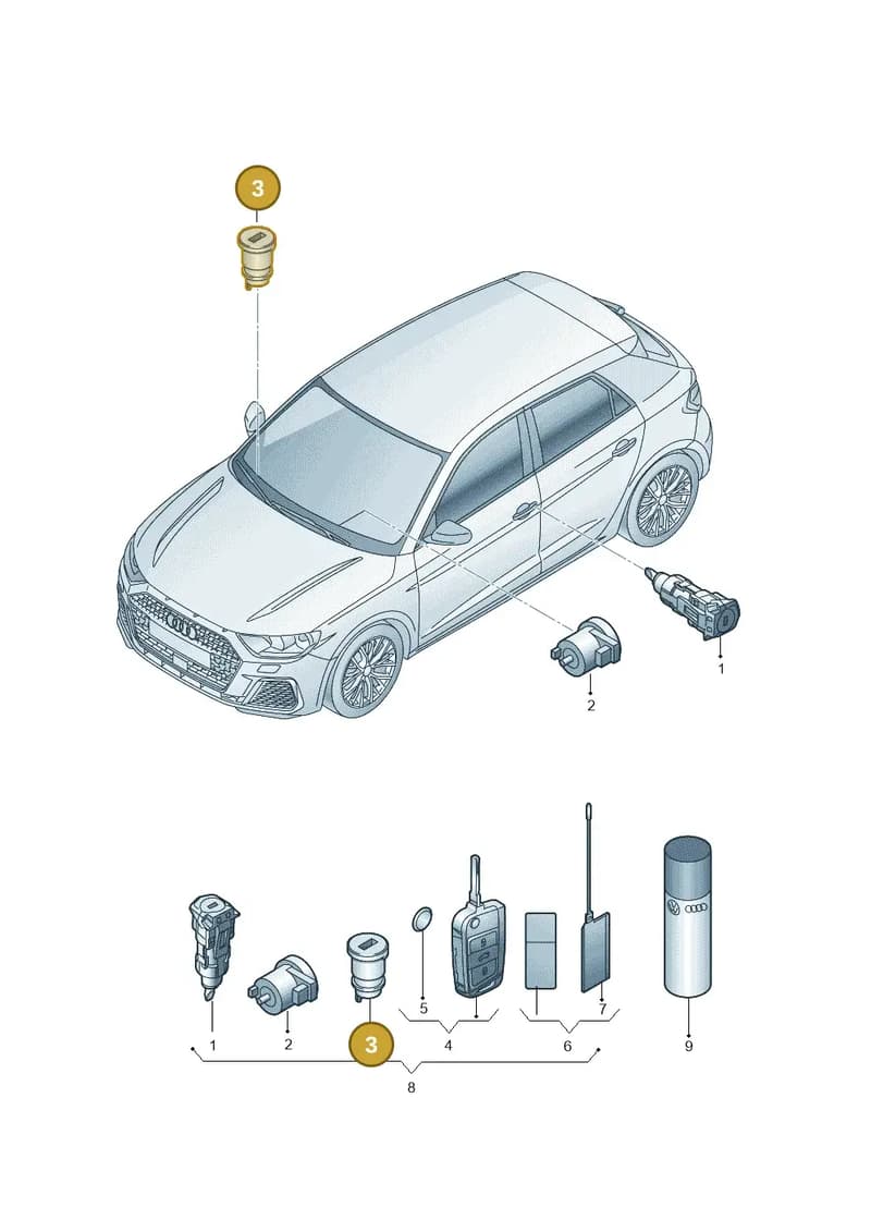 107857113F — Audi A1 Sportback (2018-2025) diagram 592837010, position 3