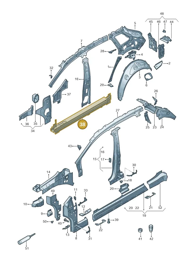 11A810327A — Audi Q4 Sportback (2021-2025) diagram 89a809000, position 38