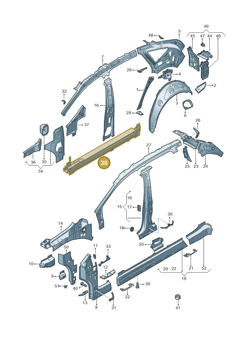 11A810327A — Audi Q4 Sportback (2021-2025) diagram 89a809010, position 38