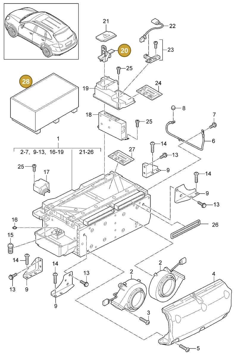 12E998020 — Porsche Cayenne (2010-2018) diagram p37901040, position 20+28